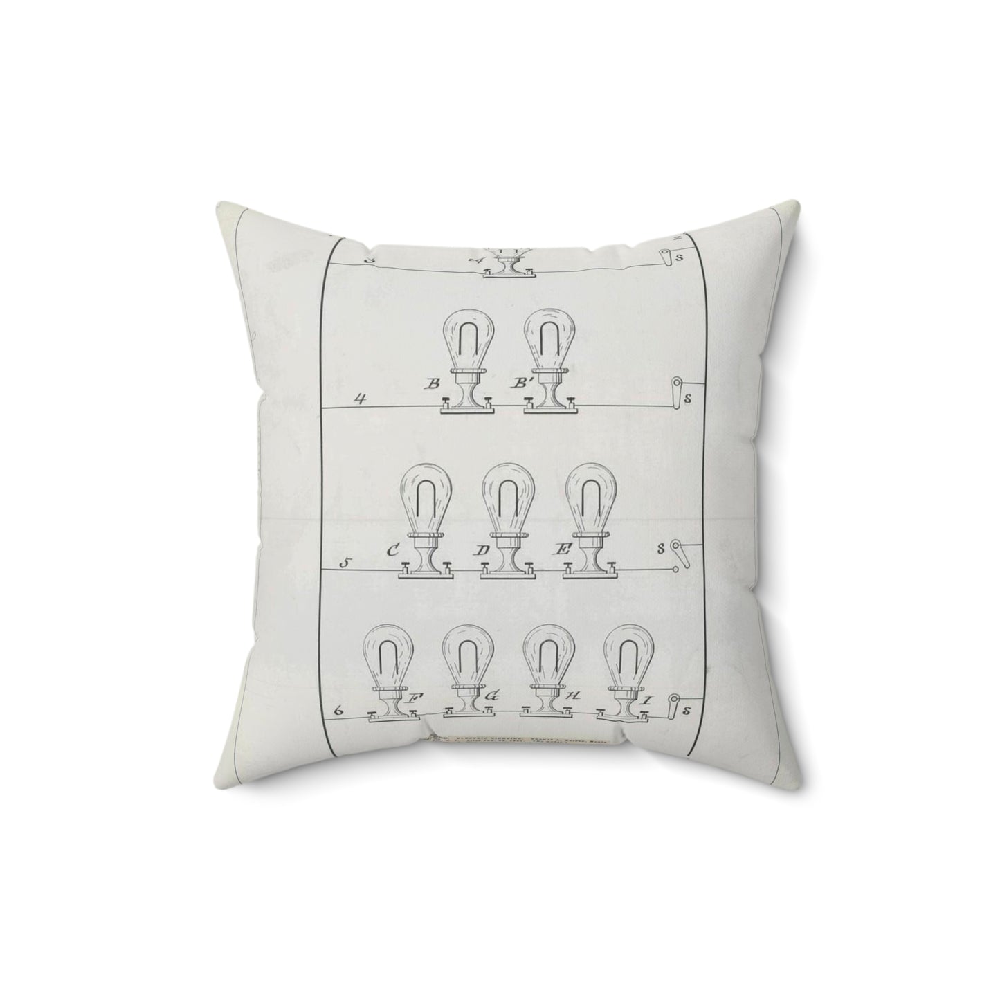 Patent drawing - for T. A. Edison's Electric Lighting Public domain  image Decorative Accent Square Pillow