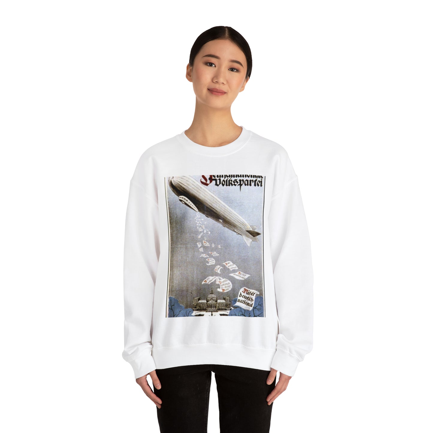 german election poster. oct 1924 -  Deutsche Zeppelin Reederei Company White Heavy Blend Adult Crew Neck SweatShirt