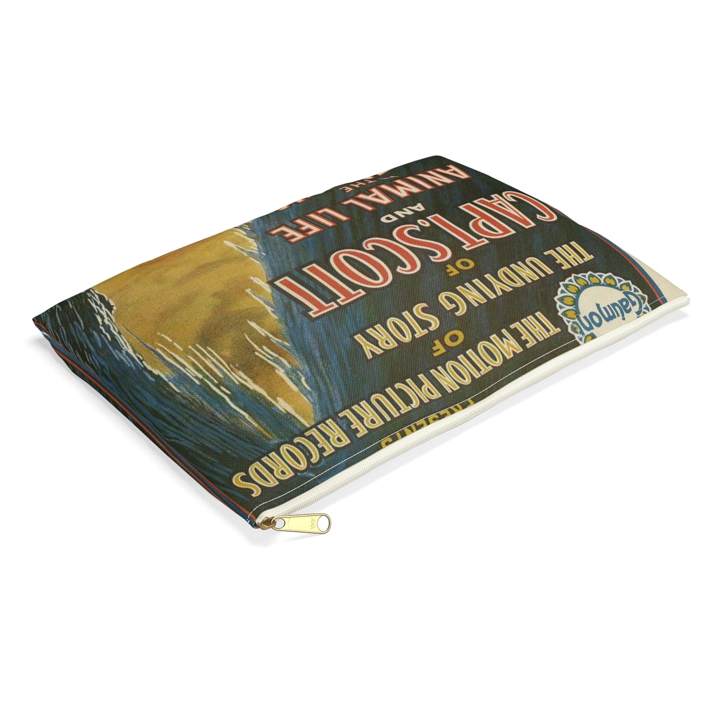 The Gaumont Co. L'T'D. London presents the motion picture records of the undying story of Capt. Scott and animal life in the Antarctic / The Morgan Lith. Co., Cleveland, O. Large Organizer Pouch with Black Zipper