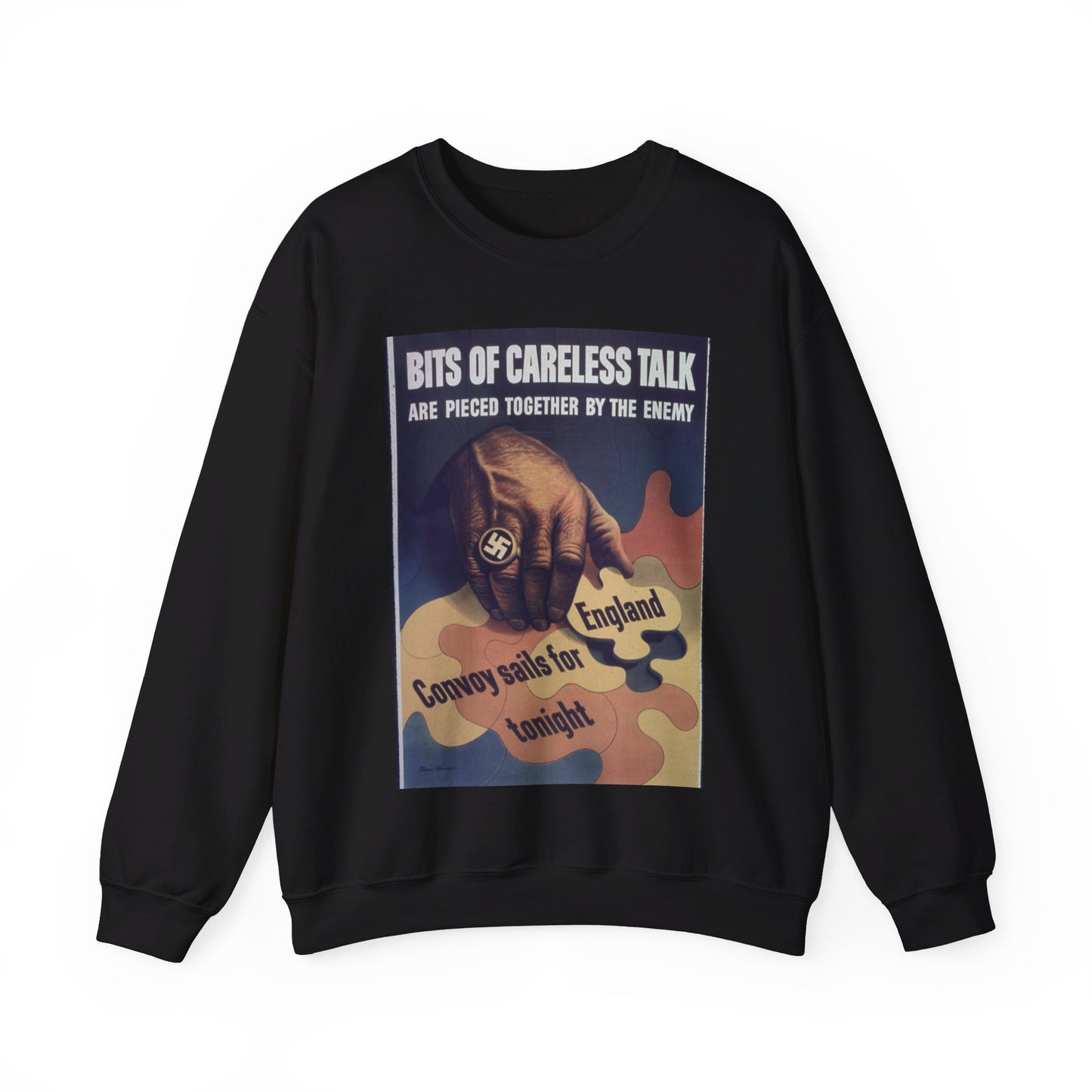 "Bits of careless talk are pieced together by the enemy" - NARA - 513972 Black Heavy Blend Adult Crew Neck SweatShirt