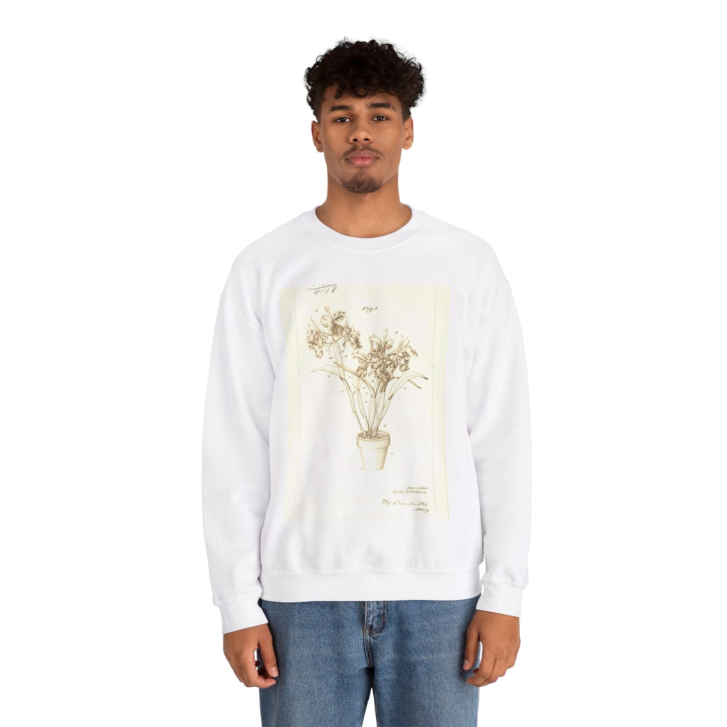 Patent Case File No. 1,904,788, Display of Cut Flowers, Inventor- Jesse H. Holmes. - DPLA - f3d0d85a6e6b3c501e6aa63084a03aaf (page 10) White Heavy Blend Adult Crew Neck SweatShirt