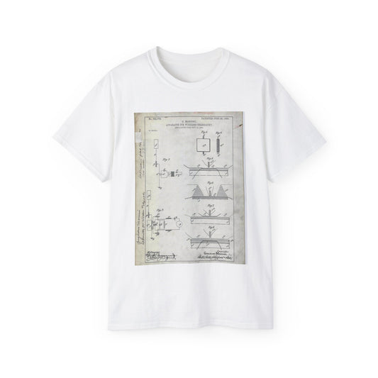 Patent drawing - for G. Marconi's Apparatus for Wireless Telegraphy Public domain  image White T-Shirt Gildan 2000 Cotton Unisex