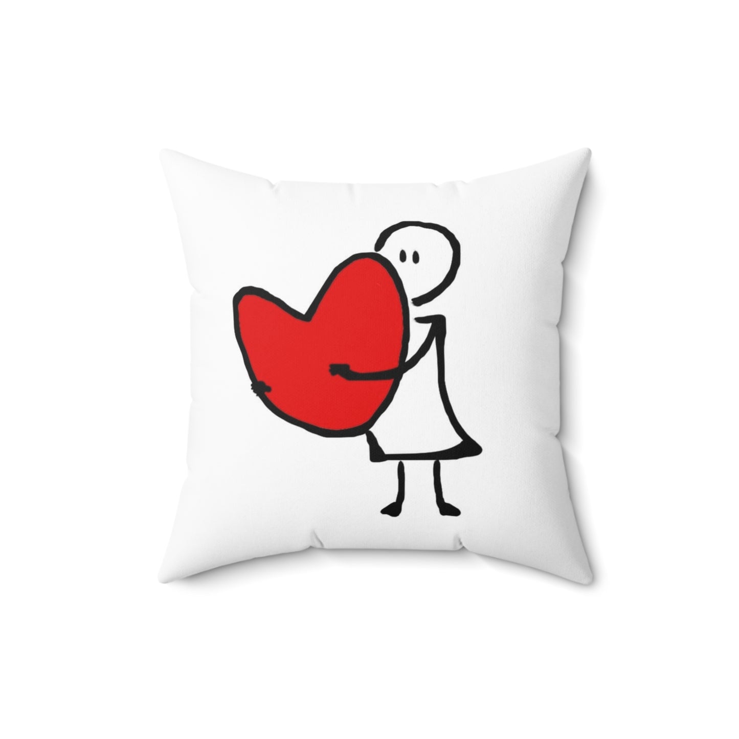 A drawing of a person holding a heart. Love heart truelove, emotions. Decorative Accent Square Pillow