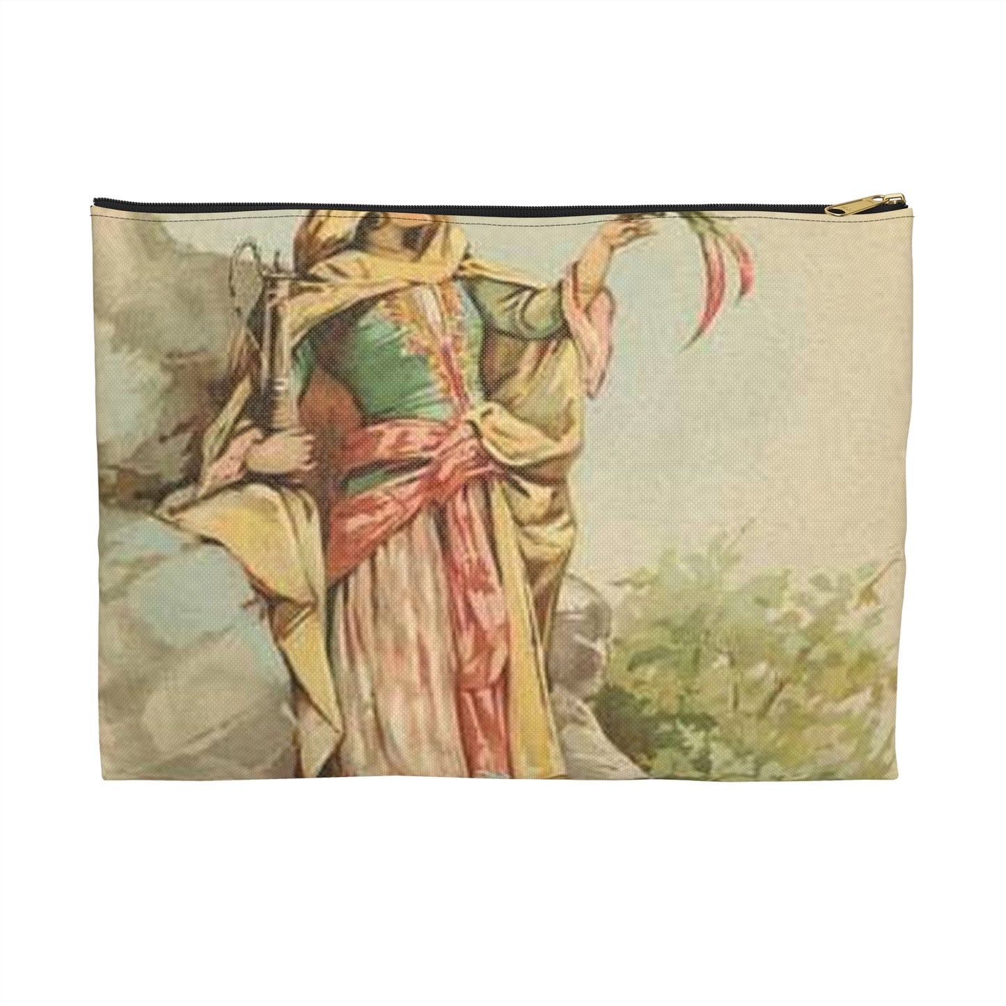 The talking bird. - Drawing. Public domain image. Large Organizer Pouch with Black Zipper