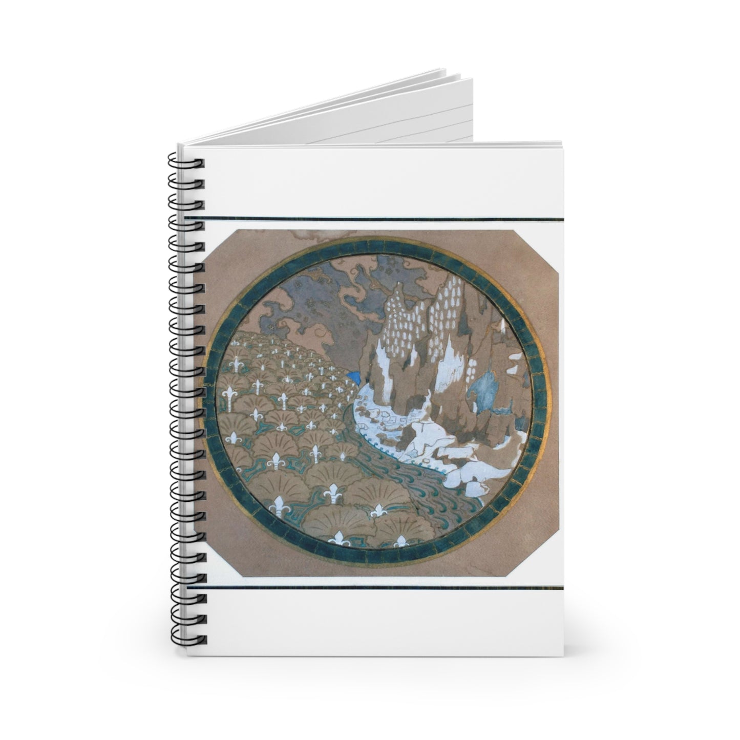 EliseuVisconti-A838-Paisagem rochosa estilizada – Email cloisonné – Estudo para Marchetaria Spiral Bound Ruled Notebook with Printed Cover
