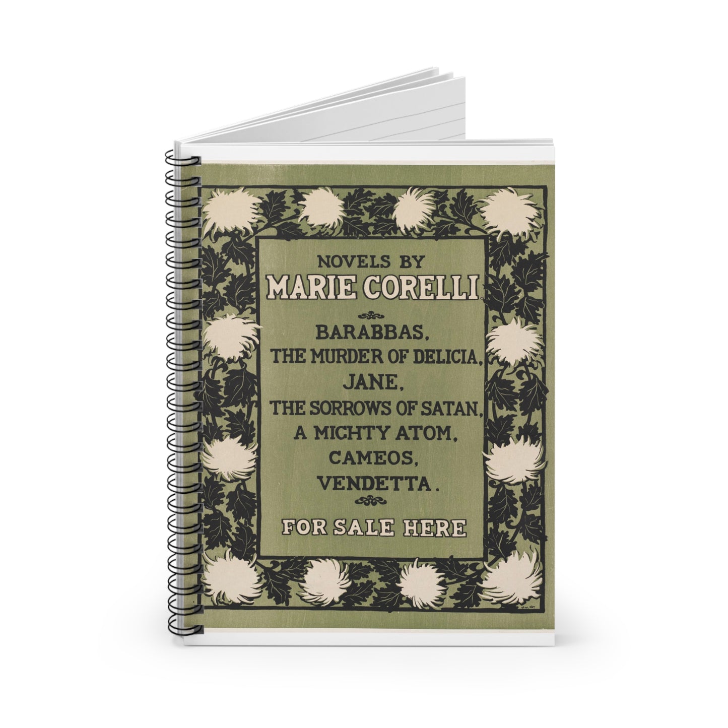 Novels by Marie Corelli, Art Nouveau poster Spiral Bound Ruled Notebook with Printed Cover