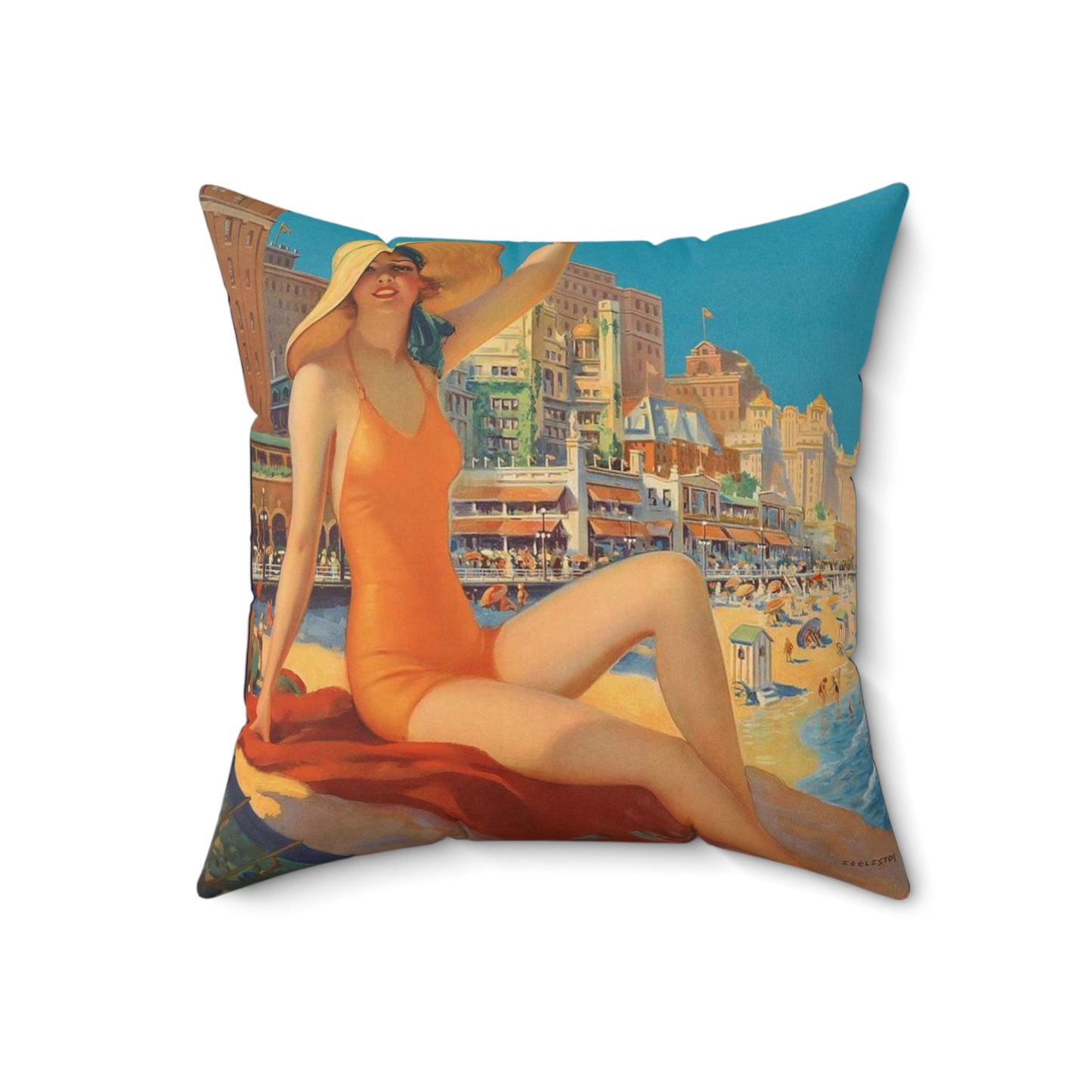 Edward M. Eggleston - Pennsylvania Railroad - Atlantic City, 1935 Decorative Accent Square Pillow