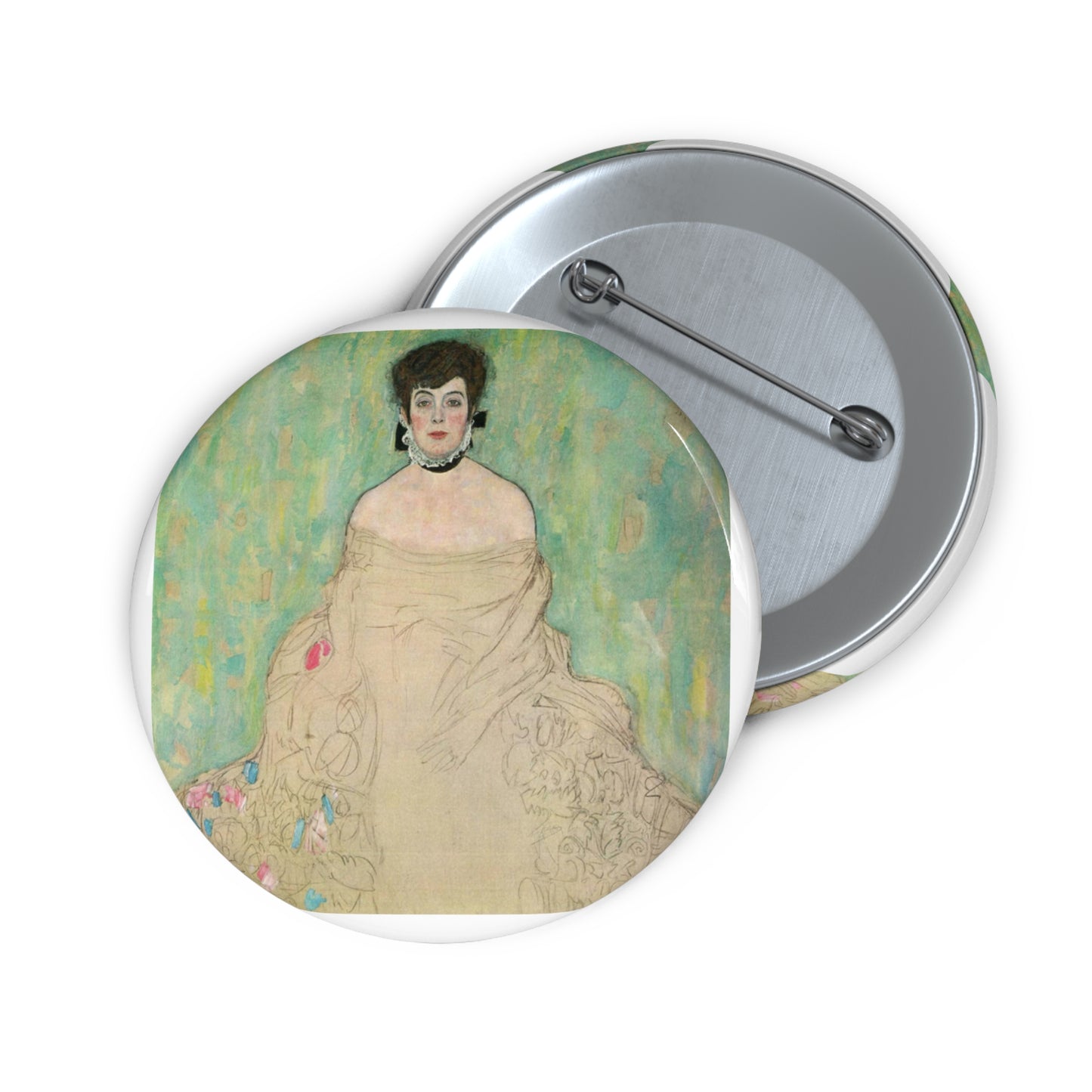 Gustav Klimt - Portrait of Amalie Zuckerkandl - Belvedere 7700 Pin Buttons with Crisp Design