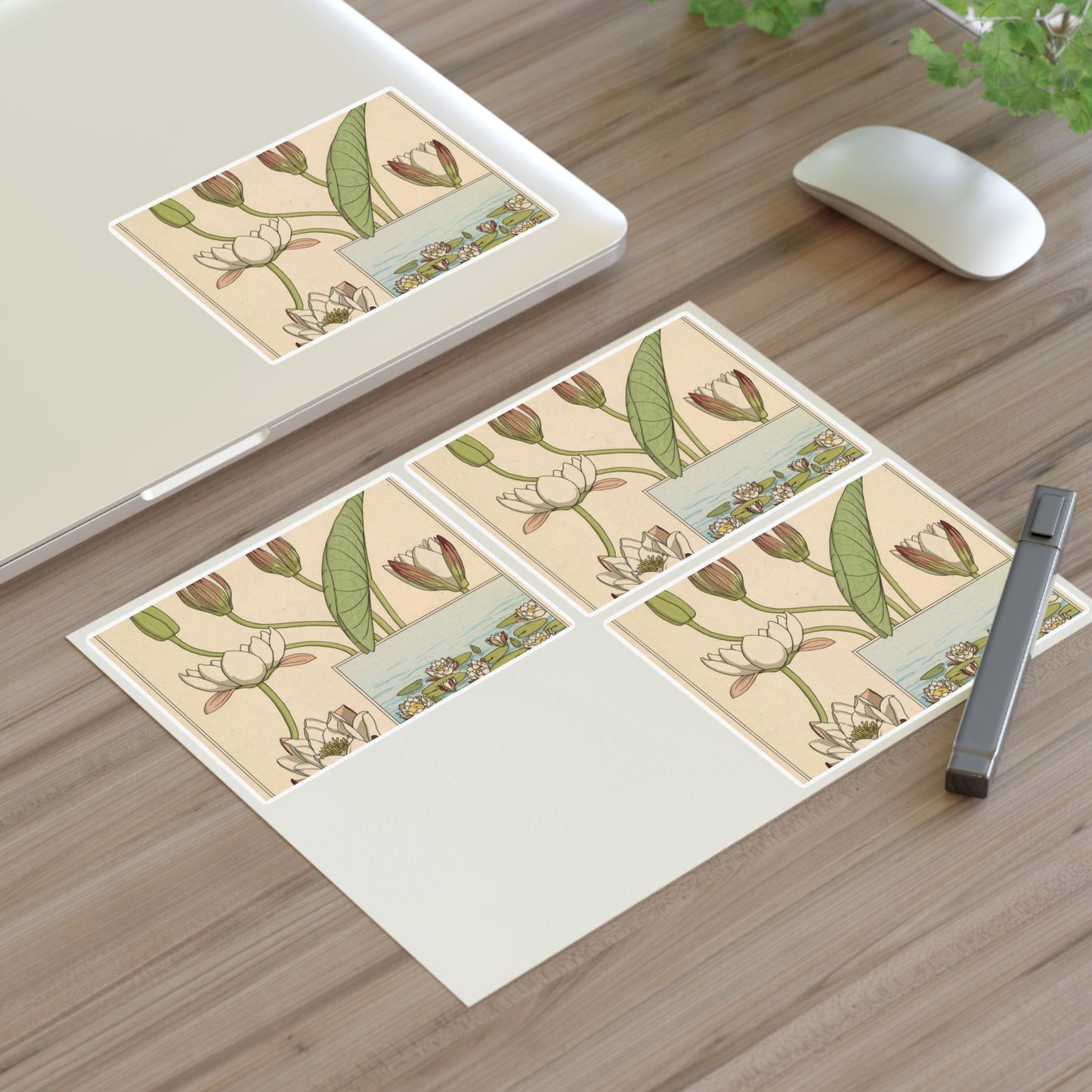 Nénuphar Verneuil Pl 1 - Public domain botanical illustration Laminated UV Protective Vinyl Stickers