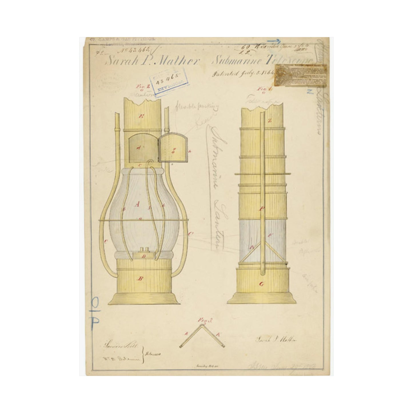 Patent drawing - Drawing of Submarine Telescope Public domain  image High Quality Matte Wall Art Poster for Home, Office, Classroom