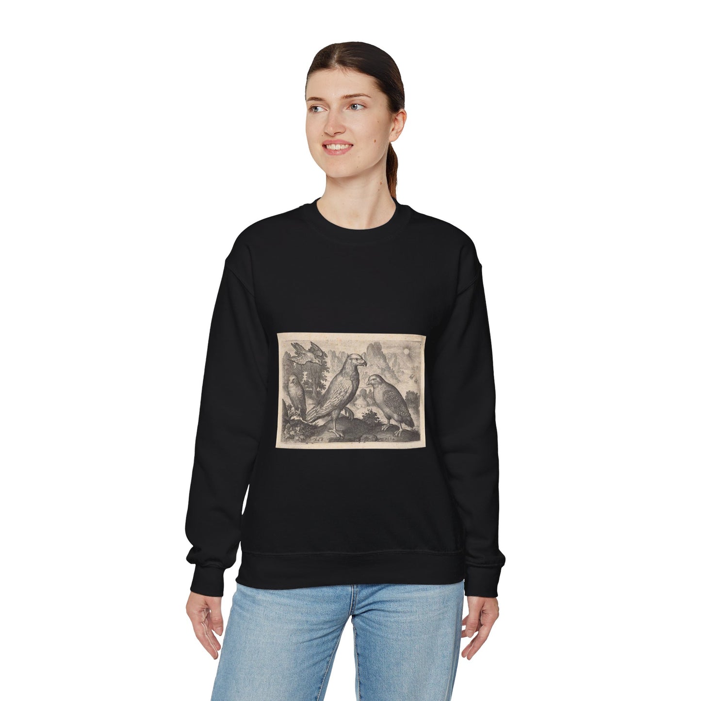 Abraham de Bruyn - Arend en andere roofvogels Black Heavy Blend Adult Crew Neck SweatShirt