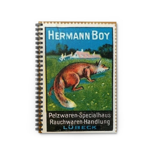 Hermann Boy, Pelzwaren-Specialhaus Lübeck (Reklamemarke, 1913) Spiral Bound Ruled Notebook with Printed Cover