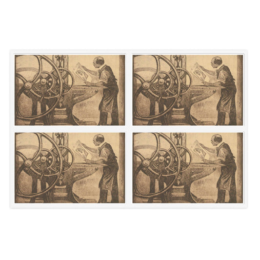 Lilien Printing press - Public domain portrait print Laminated UV Protective Vinyl Stickers
