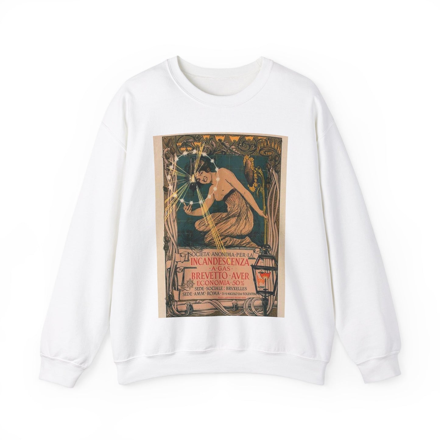 Affiche italienne pour l' "Incandescence par le Gaz, Système Auer" White Heavy Blend Adult Crew Neck SweatShirt