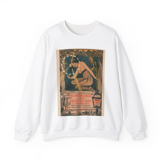 Affiche italienne pour l' "Incandescence par le Gaz, Système Auer" White Heavy Blend Adult Crew Neck SweatShirt