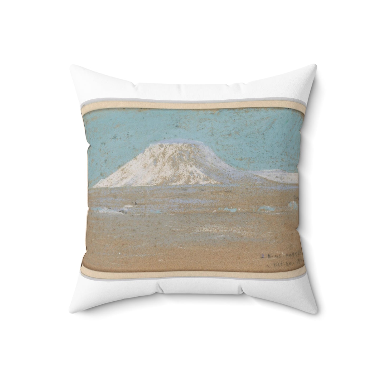 Sketch of a Mountain Rising from a Glacier Decorative Accent Square Pillow
