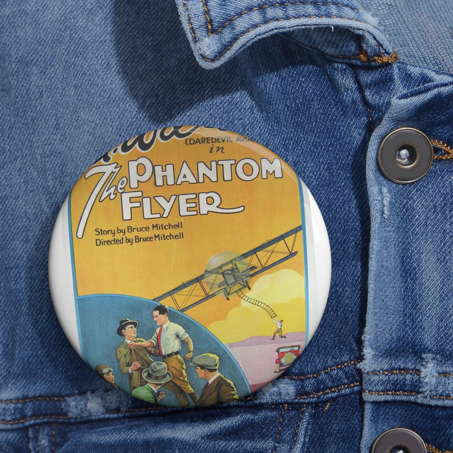 Phantom Flyer 1928 - Art Deco public domain image Pin Buttons with Crisp Design