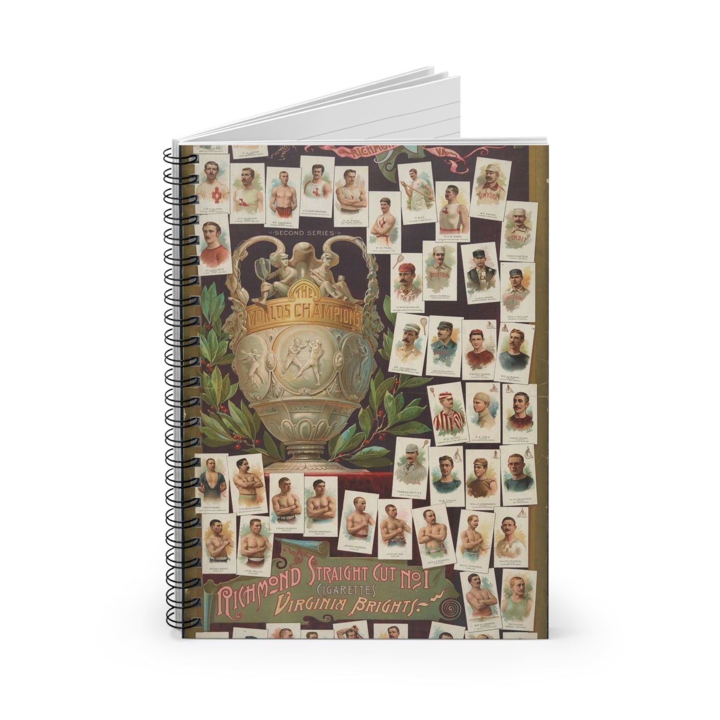 Allen & Ginter. Richmond, Virginia Richmond straight cut no. 1 cigarettes Virginia brights. The worlds champions second series Spiral Bound Ruled Notebook with Printed Cover
