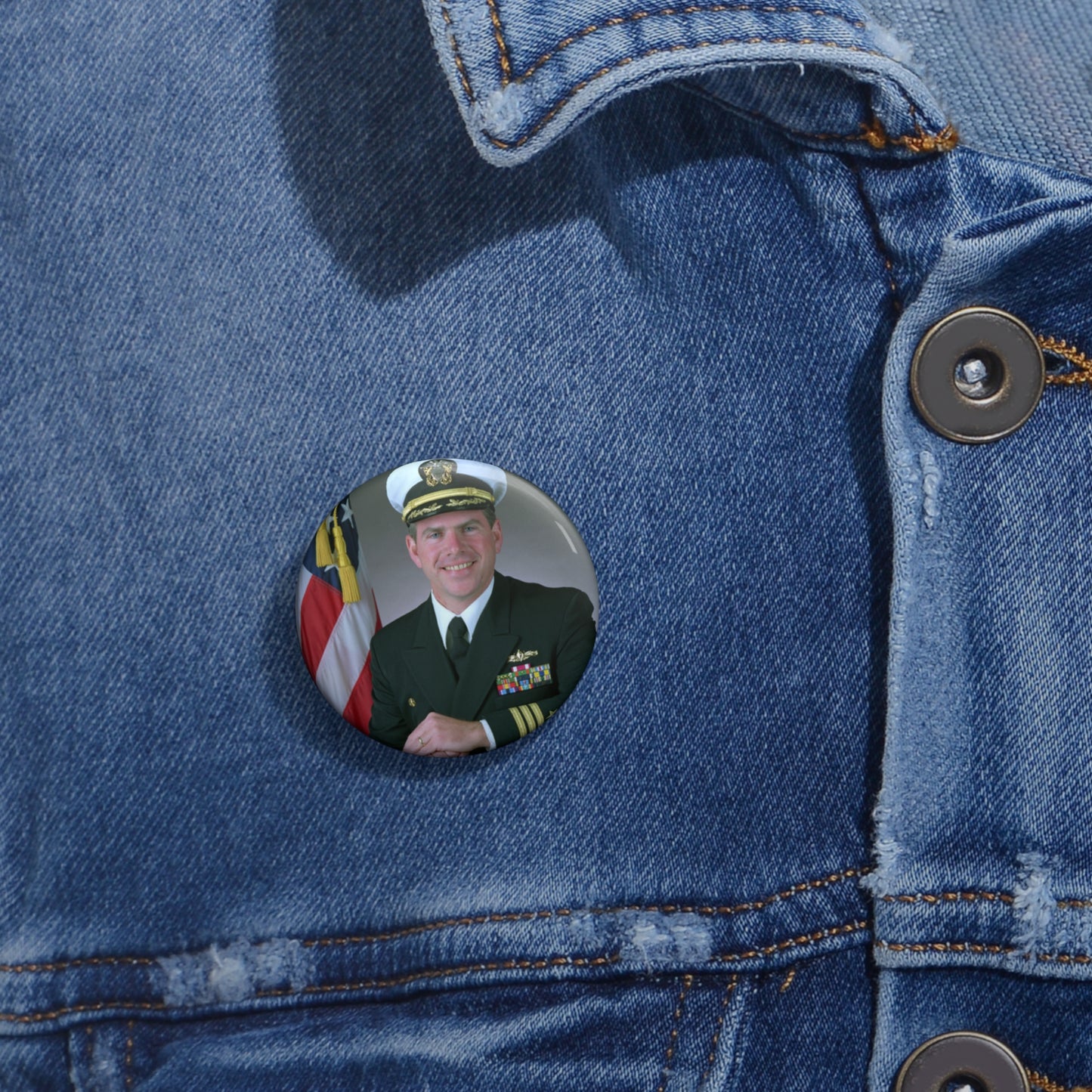 Commander Theodore J. Hoffman, USN Pin Buttons with Crisp Design
