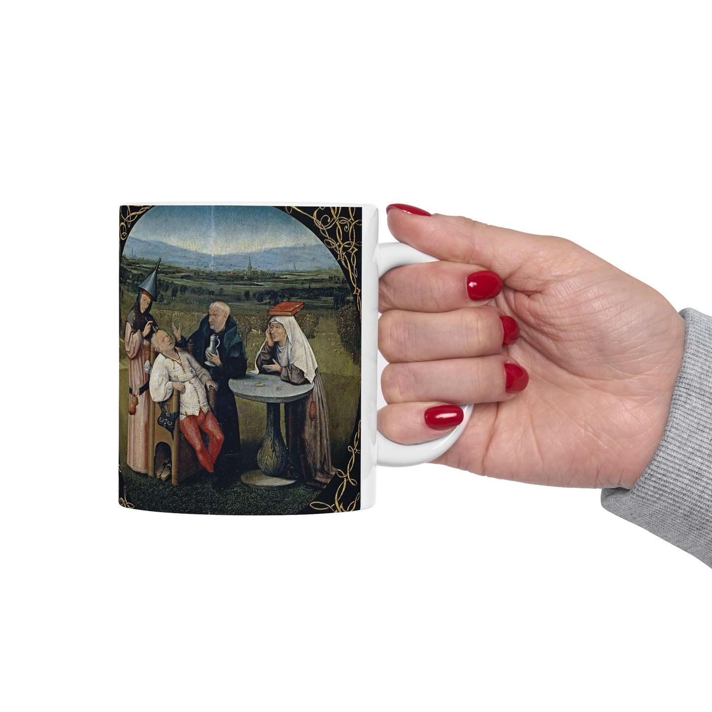 Hieronymus Bosch 053 - A painting of a group of people sitting around a table Beautiful Novelty Ceramic Coffee Mug 11oz