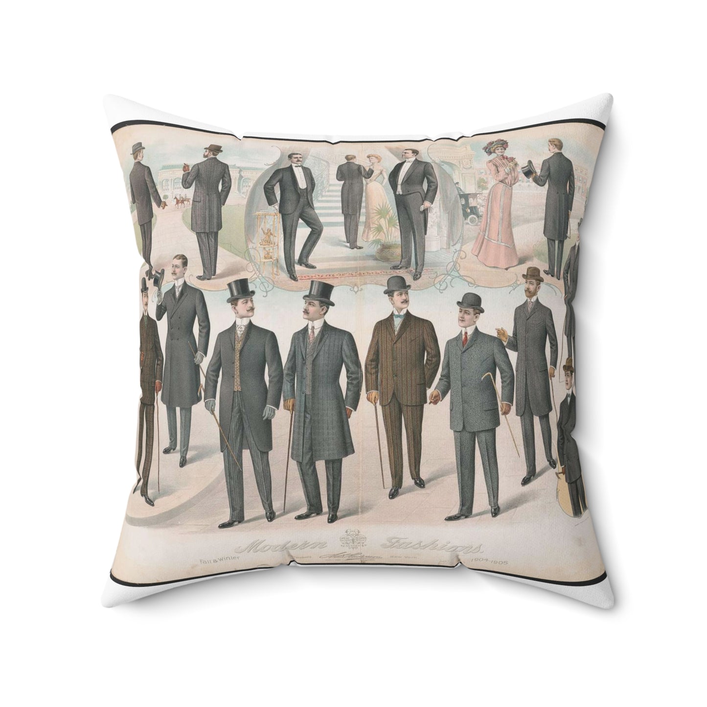 Modern fashions, fall & winter - Public domain graphic arts, Library of Congress Decorative Accent Square Pillow