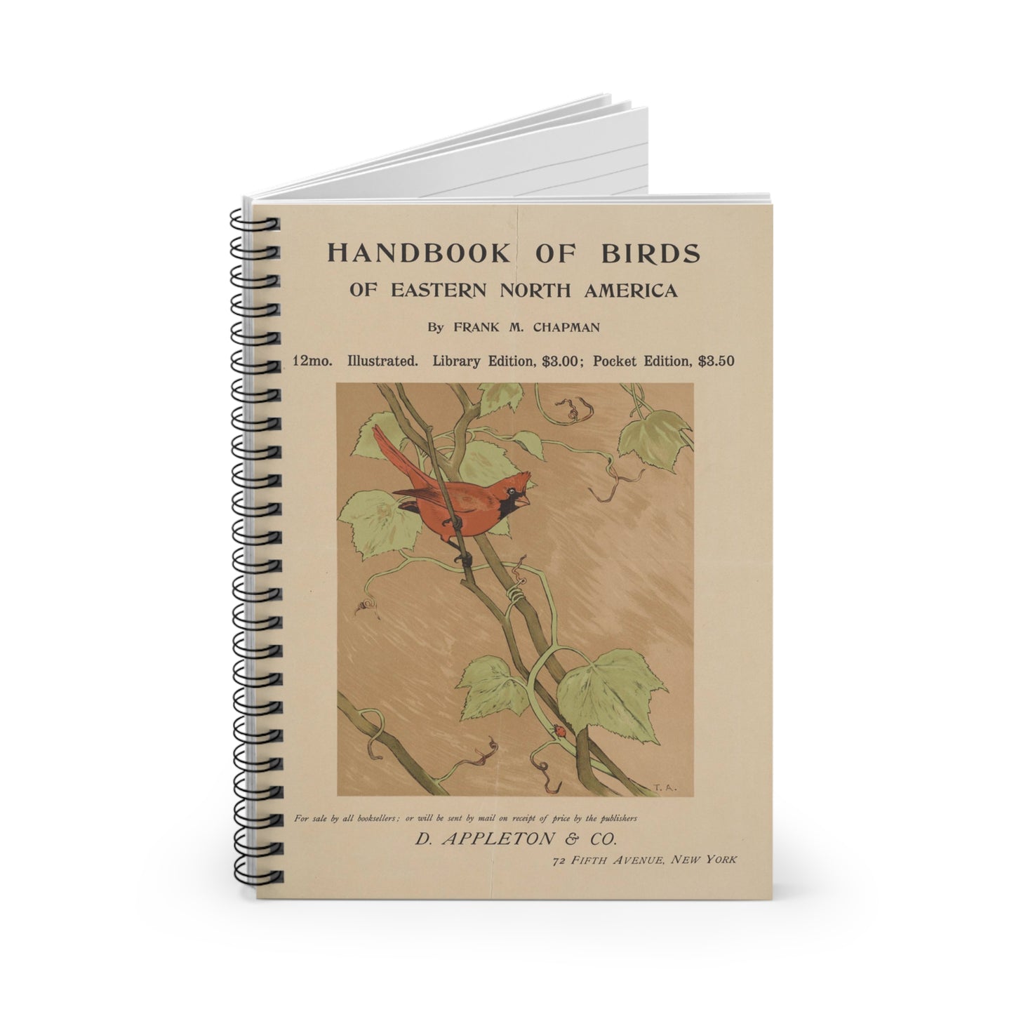 Handbook of birds of eastern North America Spiral Bound Ruled Notebook with Printed Cover