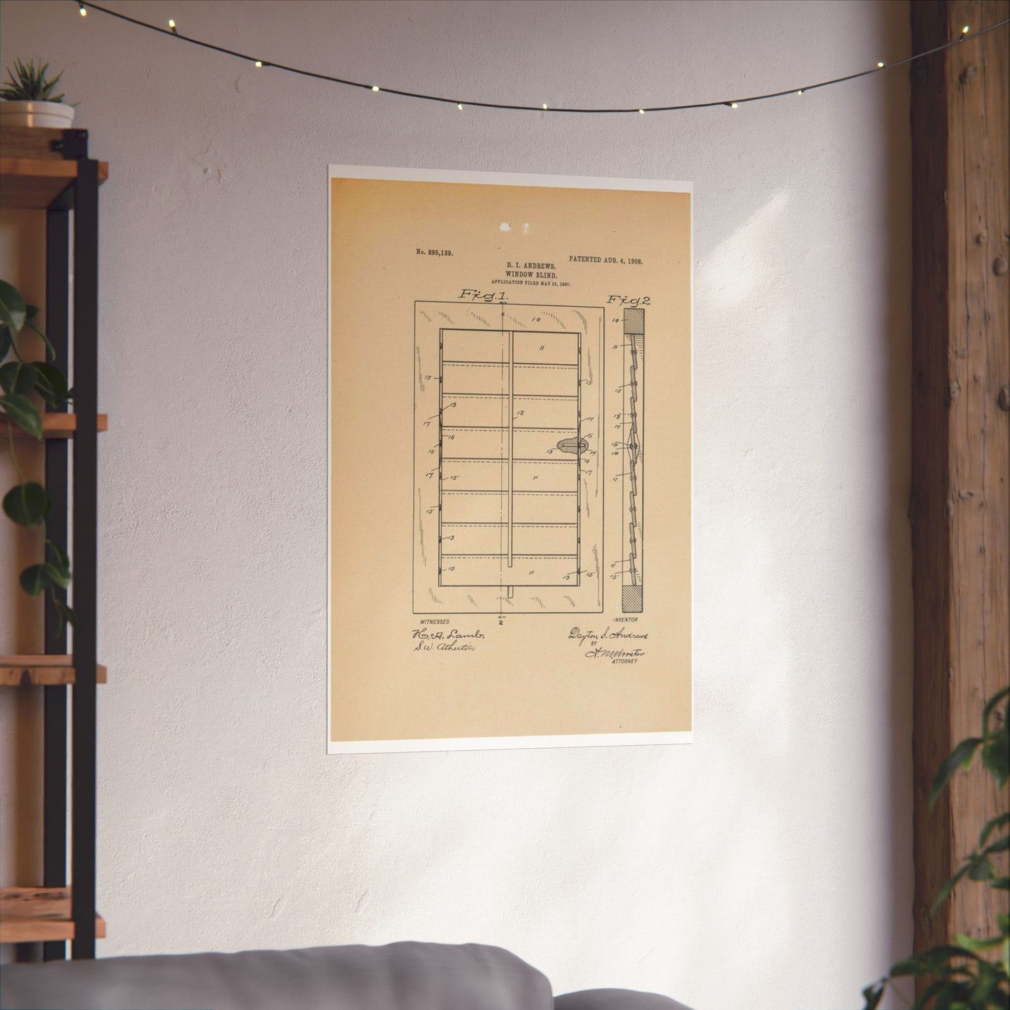 Patent Drawing of Engine - for a Window Blind Public domain  image High Quality Matte Wall Art Poster for Home, Office, Classroom