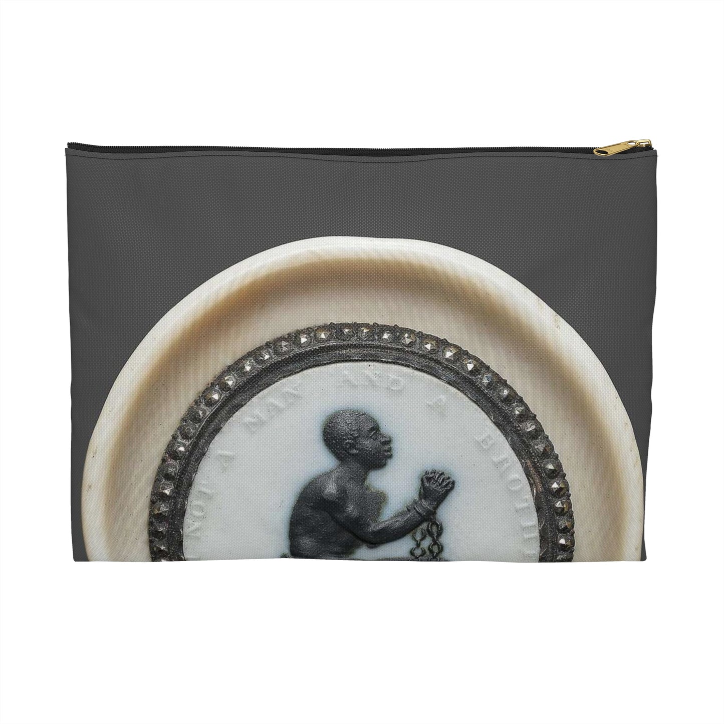 Anti-Slavery Medallion, Wedgwood porcelain manufactory, England Large Organizer Pouch with Black Zipper