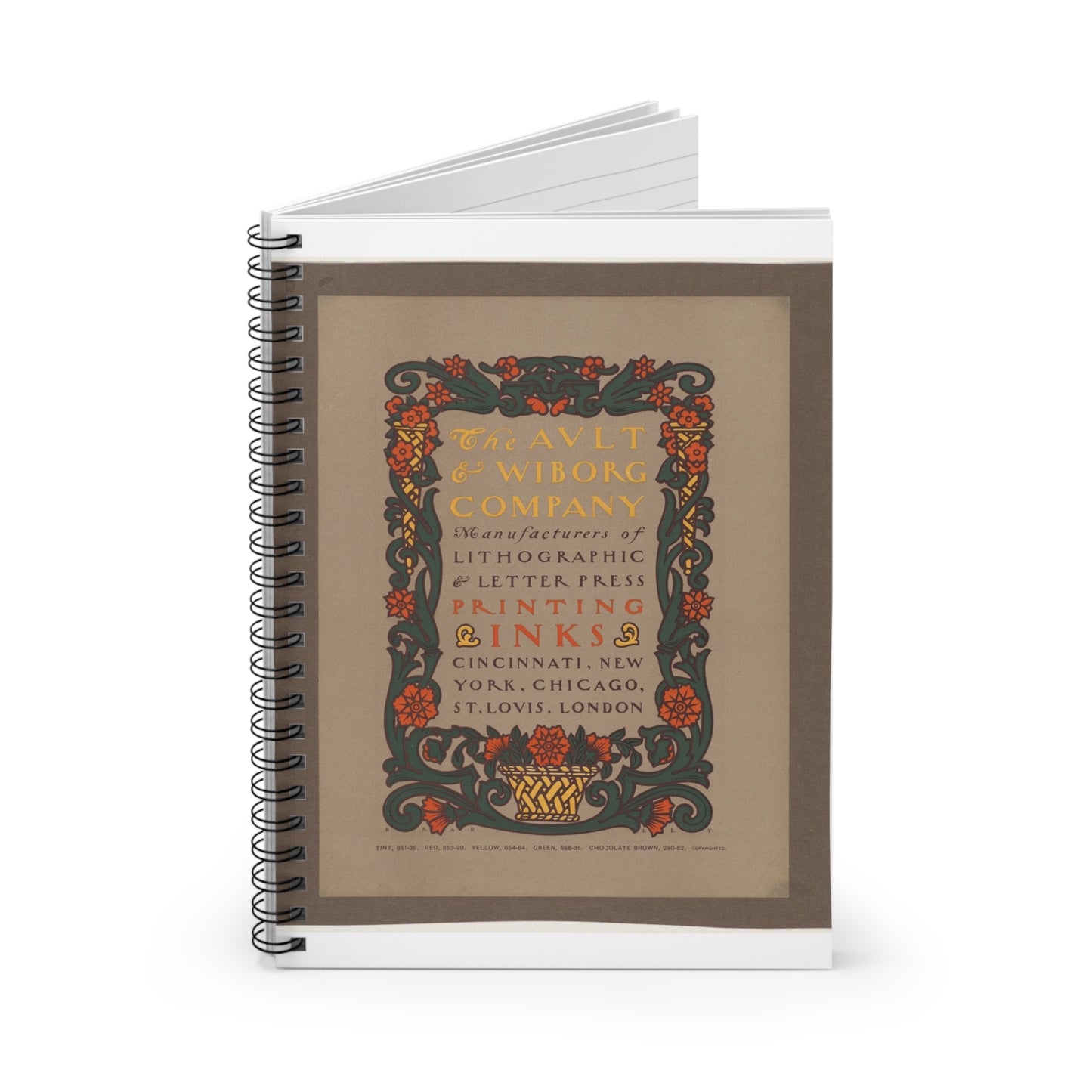 The Ault & Wiborg company - Public domain dedication image Spiral Bound Ruled Notebook with Printed Cover