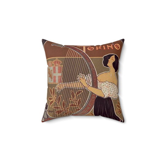 Affiche italienne pour le "Théâtre royal de Turin" Decorative Accent Square Pillow