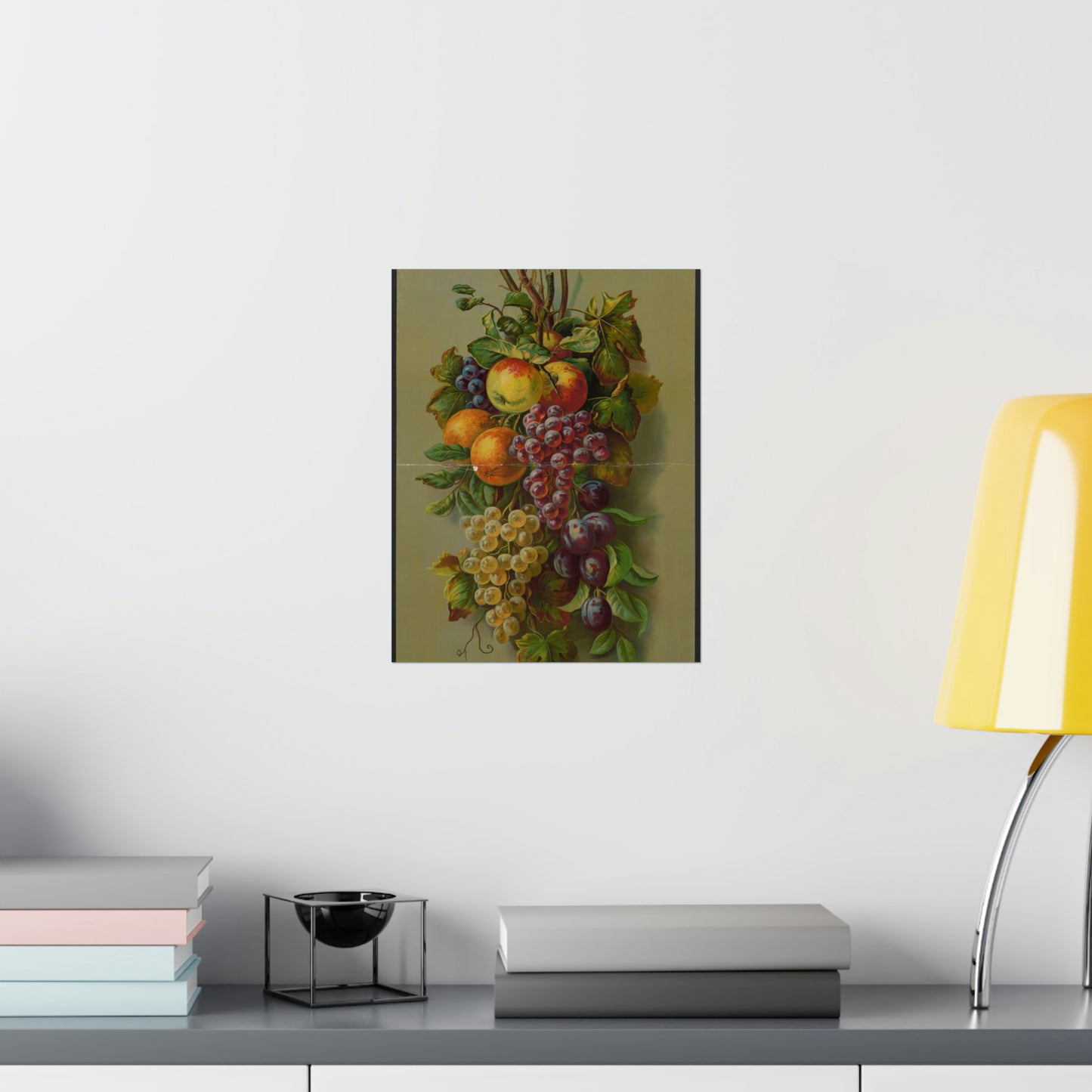 Apples, Plums & grapes, no. 8266 High Quality Matte Wall Art Poster for Home, Office, Classroom