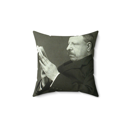 B.Croce, Italy - A black and white photo of a man reading a book Decorative Accent Square Pillow