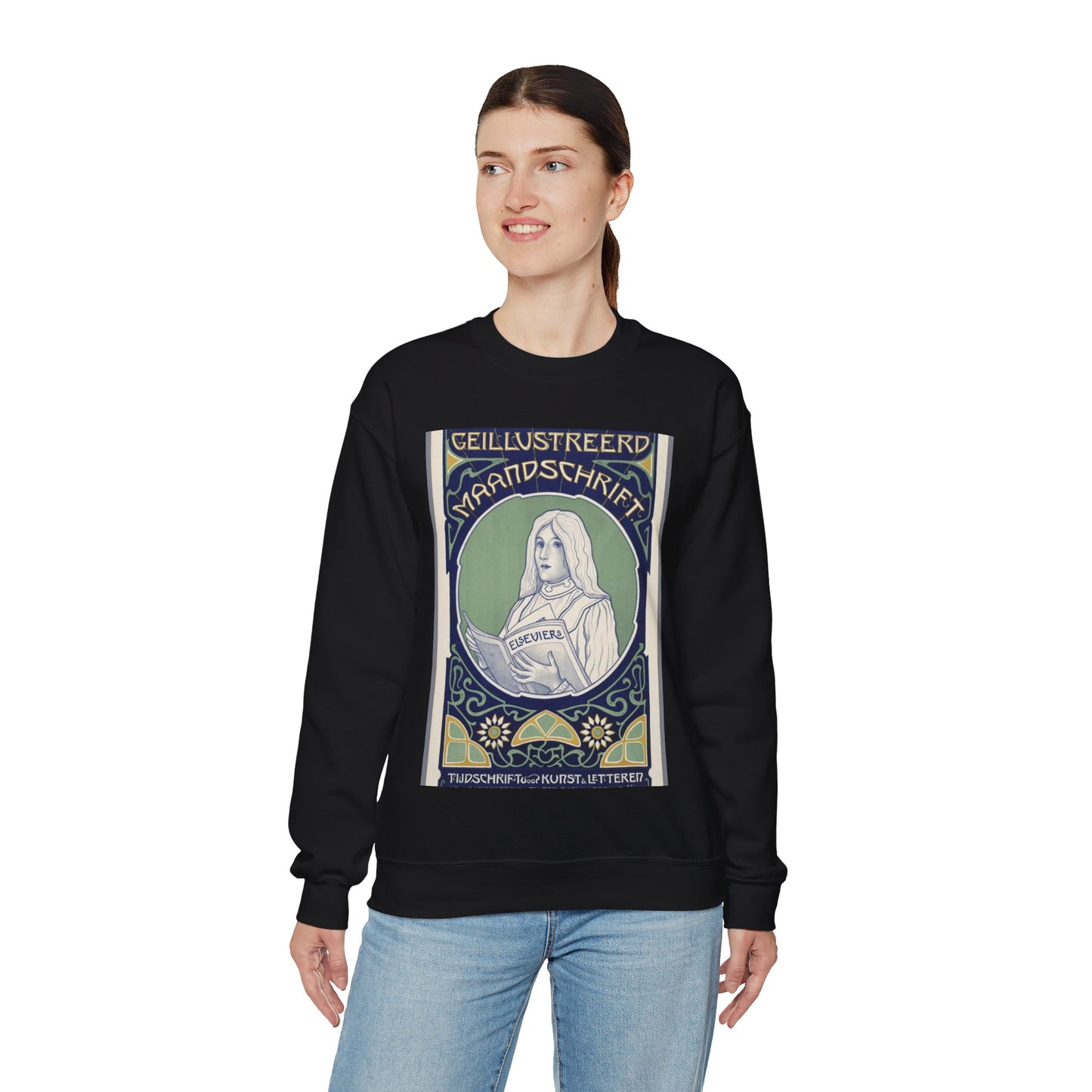 Elseviers Geïllustreerd Maandschrift. Tijdschrift voor kunst en letteren., RP-P-1939-926 Black Heavy Blend Adult Crew Neck SweatShirt