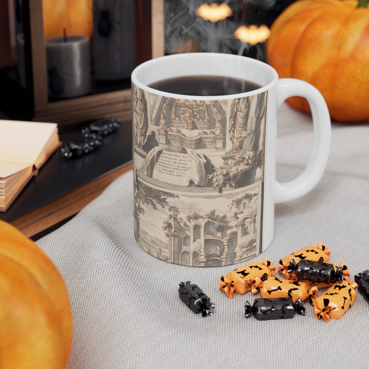 A Reconstruction of the Thermae of Diocletian (above) and a View of the Ruins (below) Beautiful Novelty Ceramic Coffee Mug 11oz