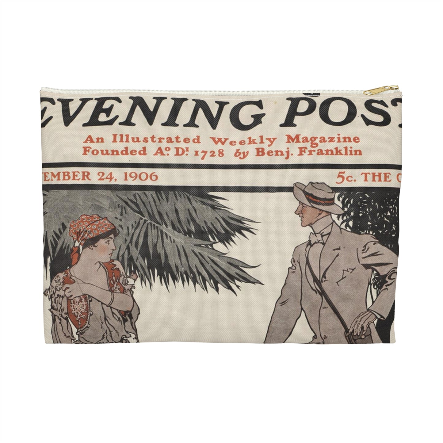 The Saturday evening post, November 24, 1906 Large Organizer Pouch with Black Zipper