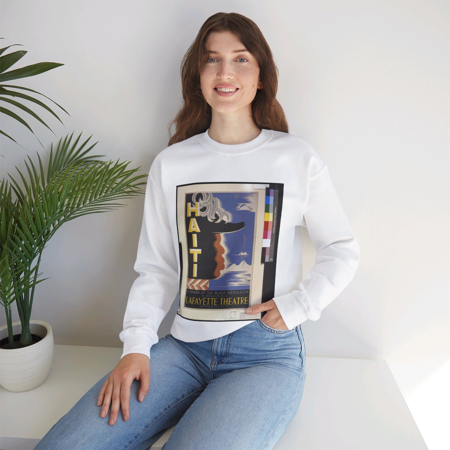 Haiti, a drama of the black Napoleon, by William Du Bois, Lafayette Theatre White Heavy Blend Adult Crew Neck SweatShirt