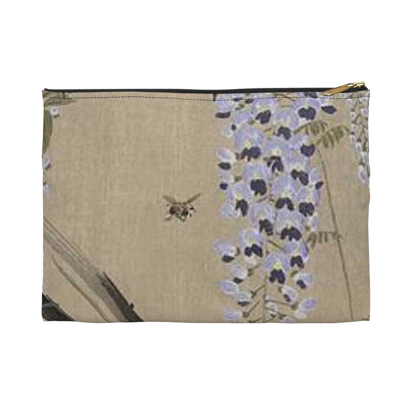 Koson - wisteria-and-bee, Ohara Koson Large Organizer Pouch with Black Zipper