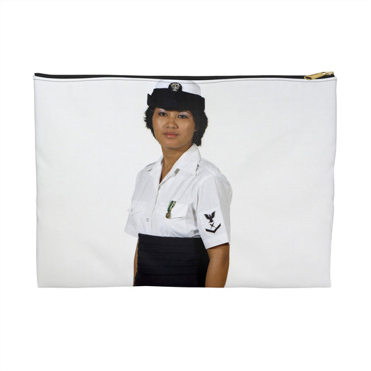 Uniform: Tropical dinner dress blue, Navy enlisted women, ranks E-1 through E-6 Large Organizer Pouch with Black Zipper