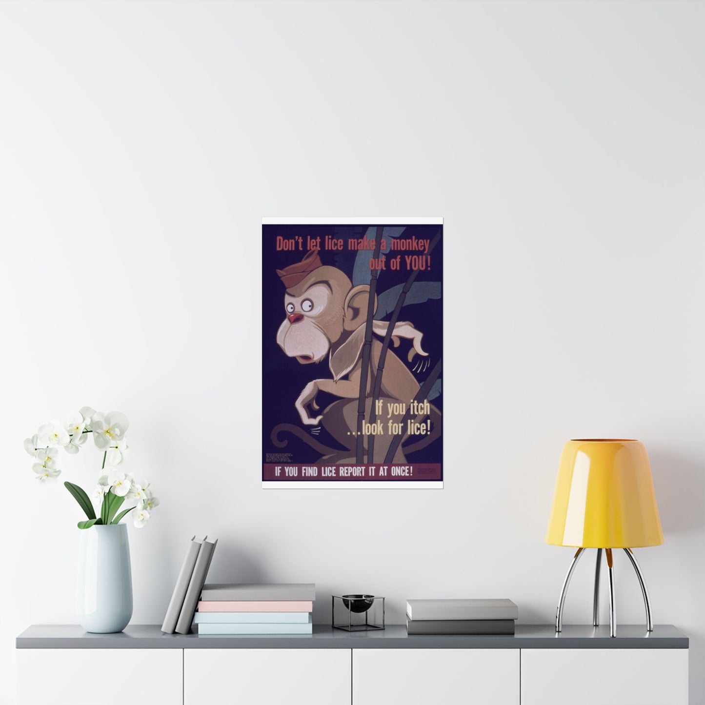 "Don't Let Lice Make a Monkey out of You^ If You Itch...Look for Lice^ If You Find Lice Report it at Once" - NARA - 514159 High Quality Matte Wall Art Poster for Home, Office, Classroom