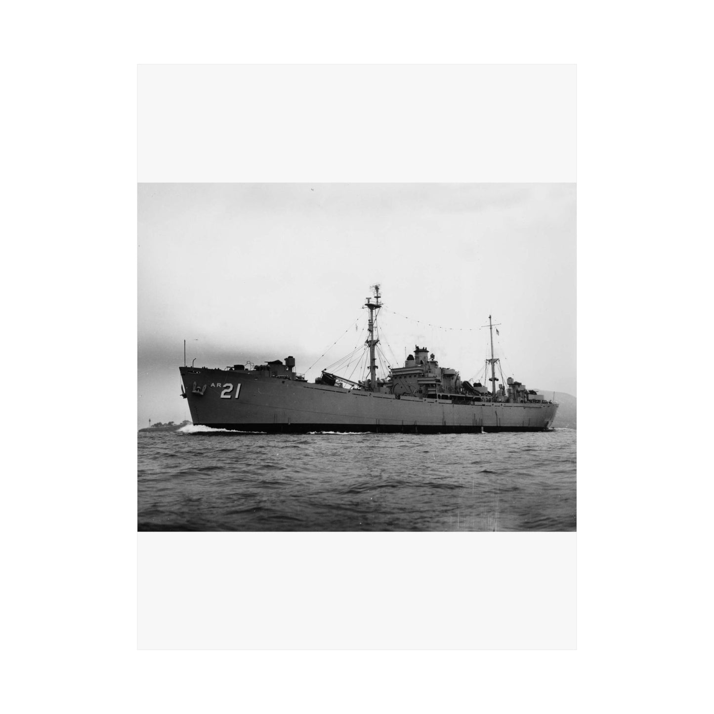 USS Dionysus (AR-21) underway, circa 1952-1955 (USN 1045360) High Quality Matte Wall Art Poster for Home, Office, Classroom