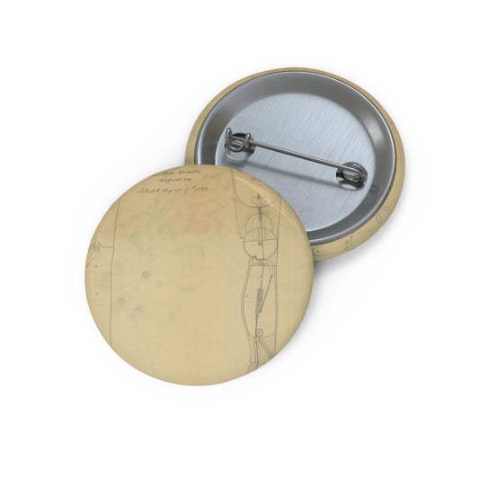 Patent drawing - for Jonathan Russell's Artificial Leg Public domain  image Pin Buttons with Crisp Design