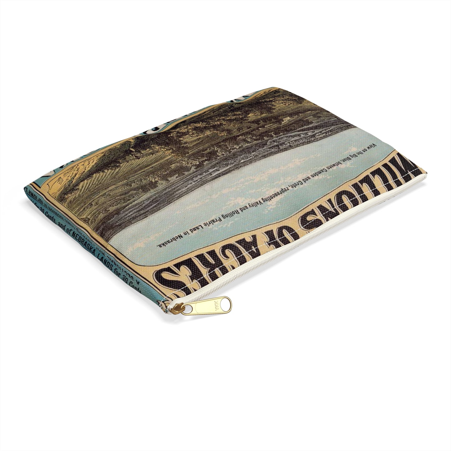 Millions of acres. Iowa and Nebraska. Land for sale on 10 years credit by the Burlington & Missouri River R. R. Co. at 6 per ct interest and low prices ... Buffalo. N. Y. Commercial advertiser printing house [1872]. Large Organizer Pouch with Black Zipper