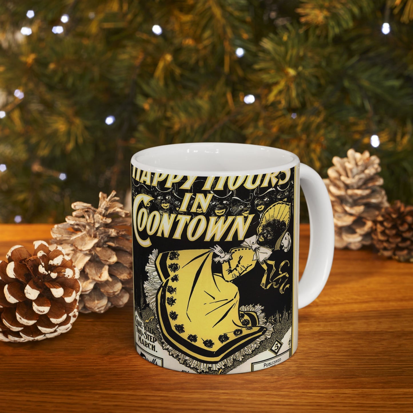 Happy hours in Coontown - Public domain American sheet music Beautiful Novelty Ceramic Coffee Mug 11oz