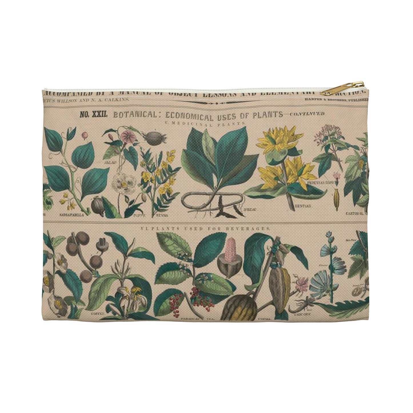 School and family charts, accompanied by a manual of object lessons and elementary instruction, by Marcius Willson and N.A. Calkins. No. XXII. Botanical: economical uses of plants-continued Large Organizer Pouch with Black Zipper