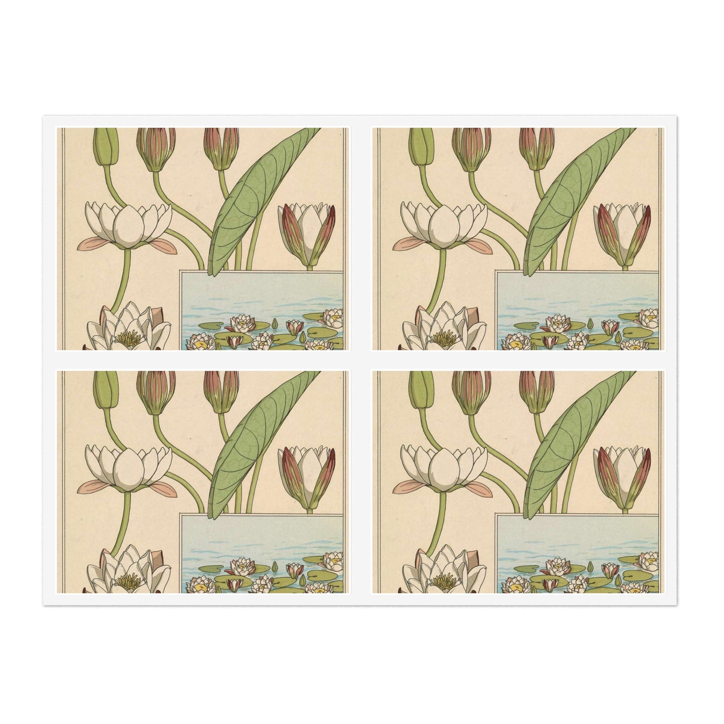 Nénuphar Verneuil Pl 1 - Public domain botanical illustration Laminated UV Protective Vinyl Stickers