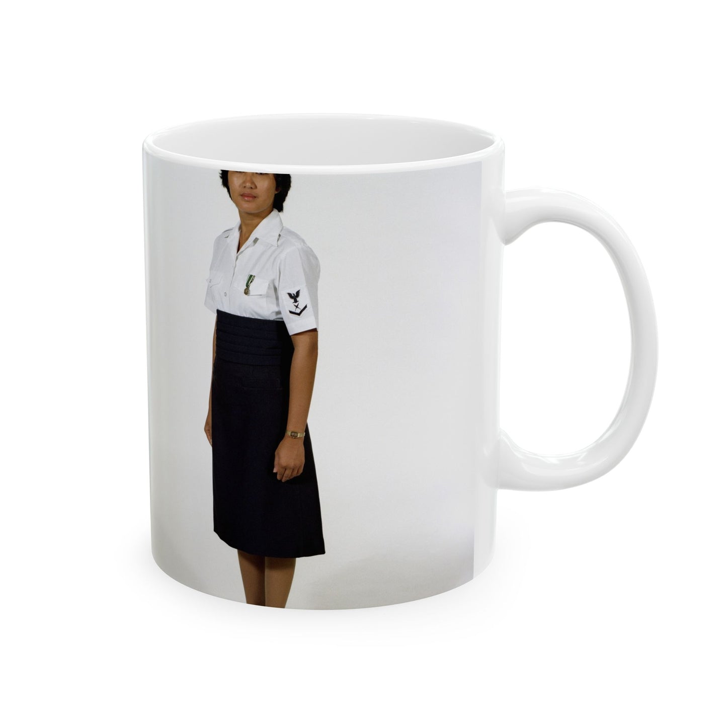 Uniform: Tropical dinner dress blue, Navy enlisted women, ranks E-1 through E-6 Beautiful Novelty Ceramic Coffee Mug 11oz