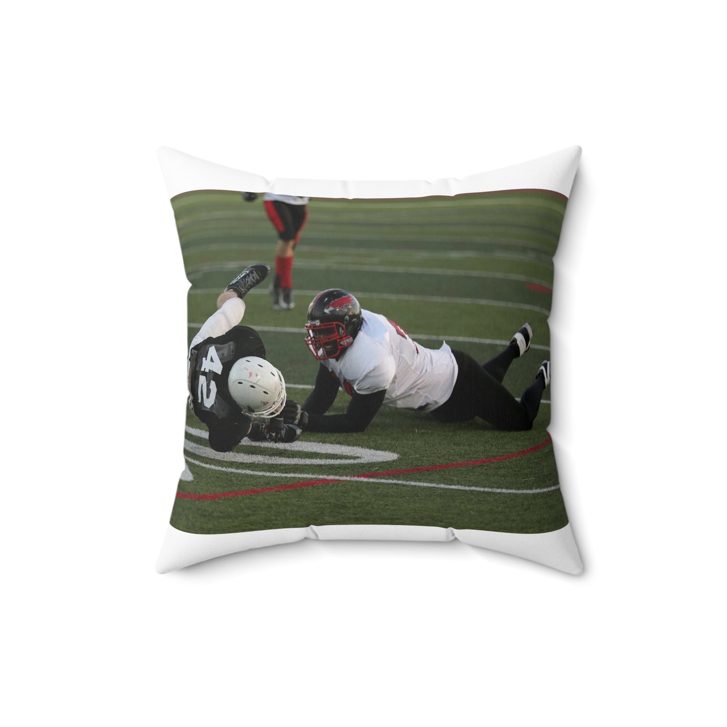 Fred Spencer, Falcons defensive lineman, trips up a Decorative Accent Square Pillow
