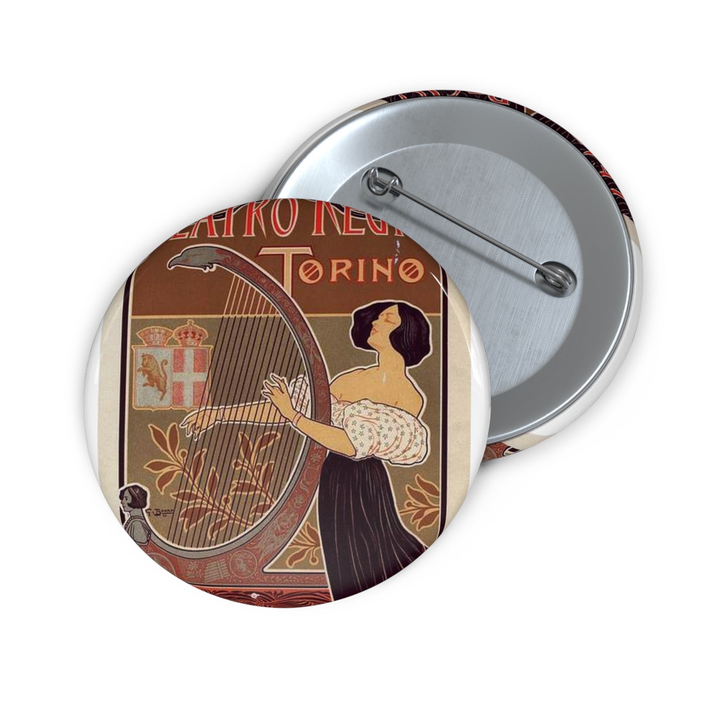 Affiche italienne pour le "Théâtre royal de Turin" Pin Buttons with Crisp Design