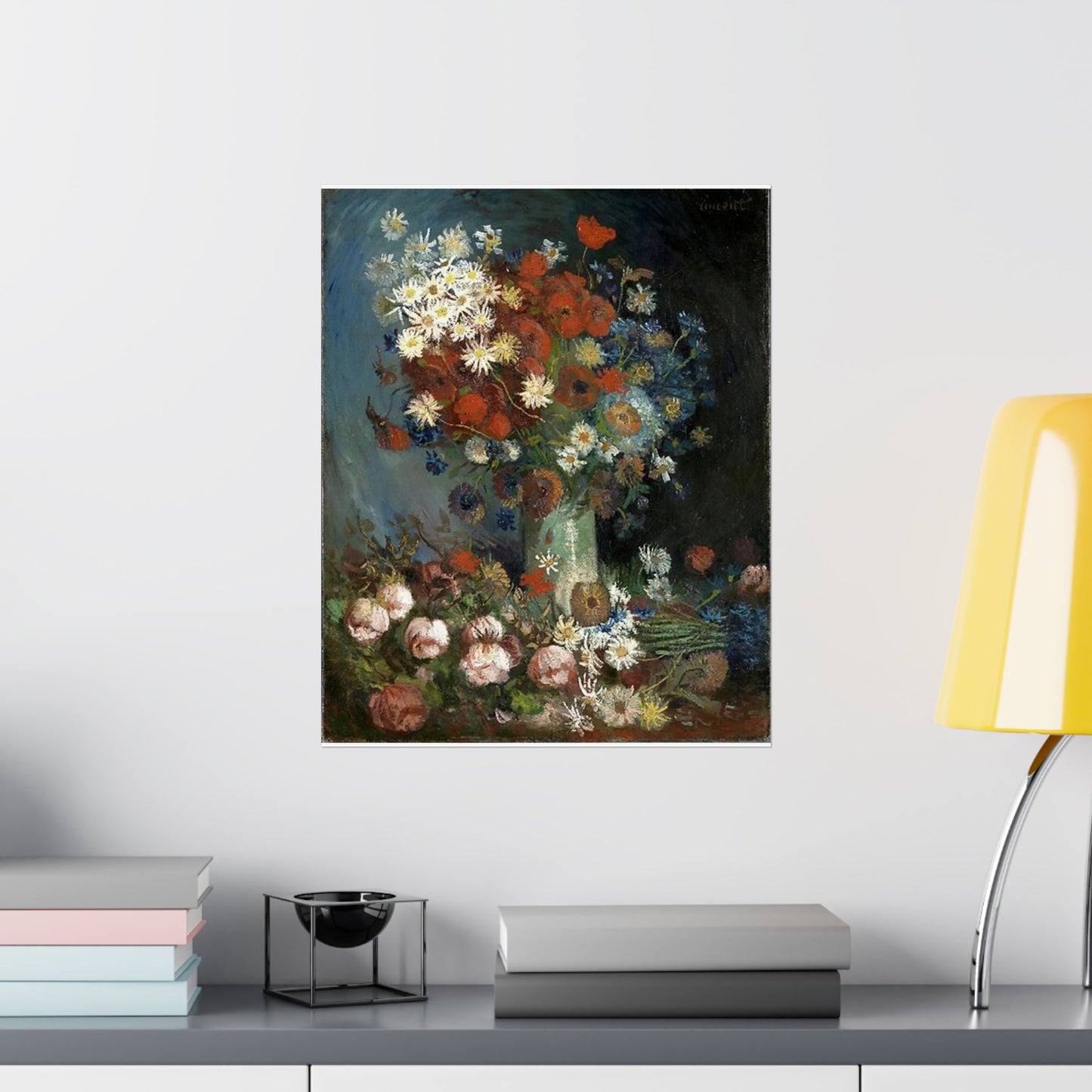 Still life with meadow flowers and roses Van Gogh 1886 High Quality Matte Wall Art Poster for Home, Office, Classroom