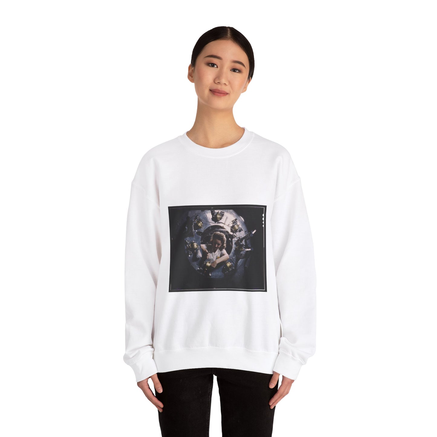 Part of the cowling for one of the motors for a B-25 bomber is assembled in the engine department of North American [Aviation, Inc.]'s Inglewood, Calif., plant White Heavy Blend Adult Crew Neck SweatShirt